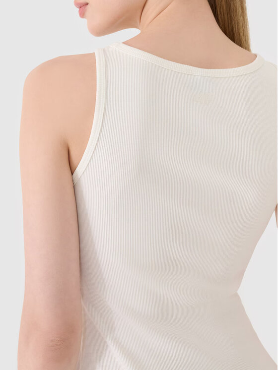 4F 4F Úpletové šaty 4FRSS25TDREF180-11S Biela Slim Fit
