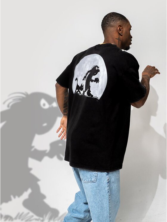 Smerfy Smerfy T-Shirt Koszulka Z Krótkim Rękawem Oversize Męska Czarna Smerfy Full Moon L Czarny Oversize
