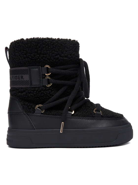 Tommy Hilfiger Tommy Hilfiger Hótaposó Faux Shearling Snowboot FW0FW08788 Fekete