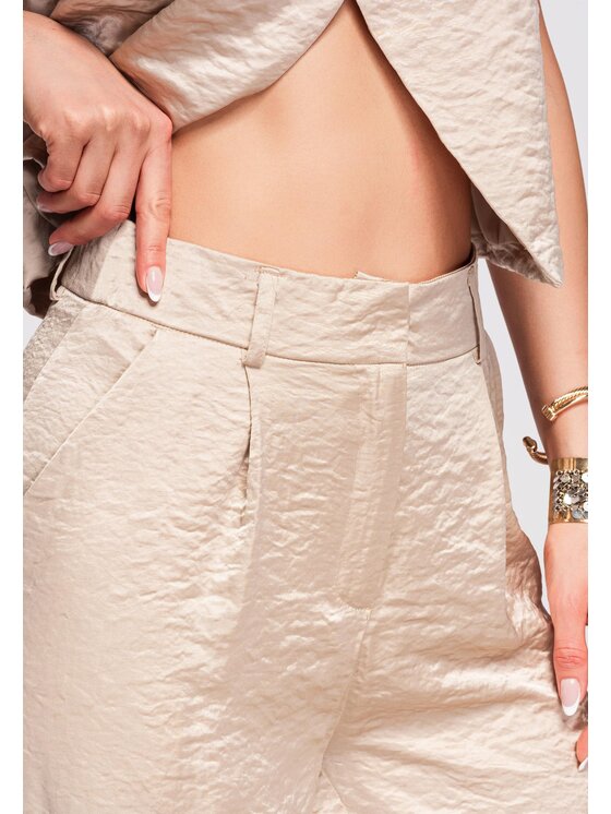 Ombre Ombre Spodnie materiałowe OW-PA-E0002 Khaki Relaxed Fit