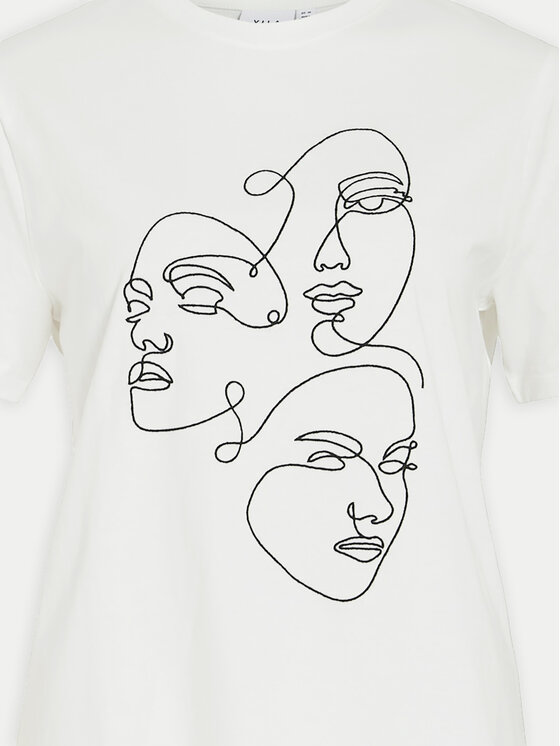 Vila Vila T-Shirt Sybil 14097370 Λευκό Regular Fit