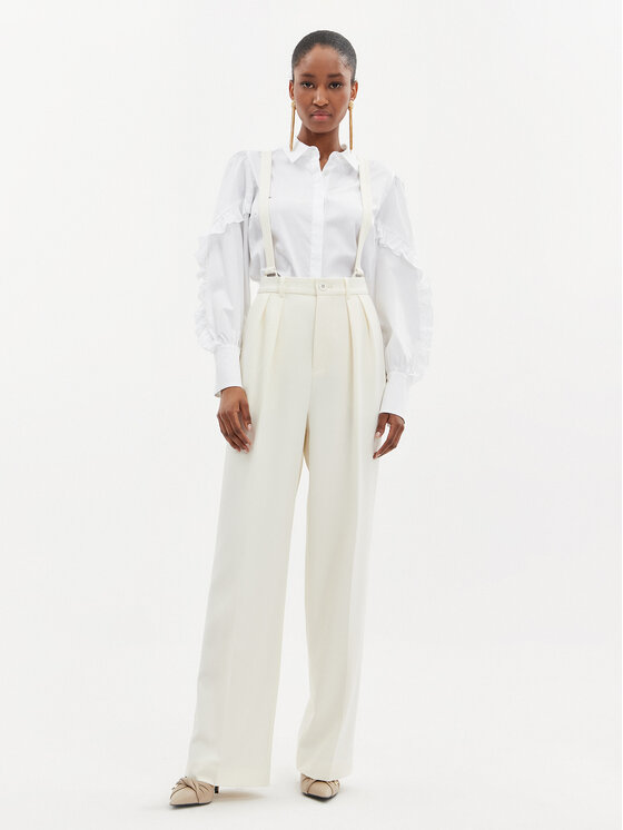 Custommade Custommade Szövet nadrág Pien 999825531 Ekru Regular Fit