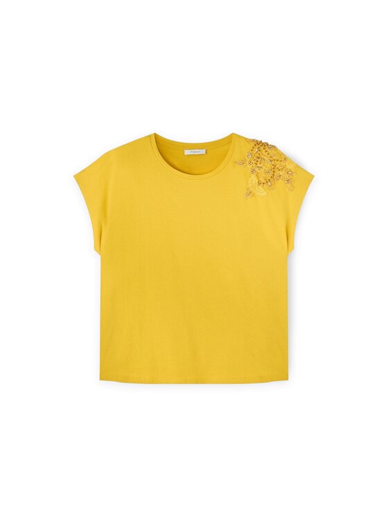 Motivi Motivi T-Shirt G391W003446N022 Żółty Regular Fit