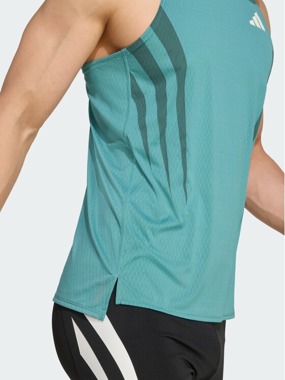adidas adidas Koszulka techniczna Adizero Archive Running Singlet Turkusowy Slim Fit