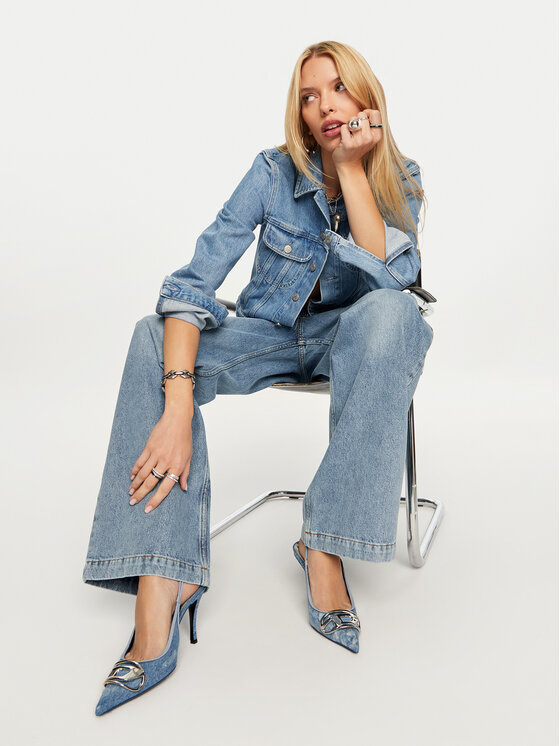 サンダル・ミュール DIESEL FW25 Diesel D-Venus SB Pumps (Y02985 PS288 T6348) D-VENUS SB Woman: Slingback pumps in distressed denim | Diesel