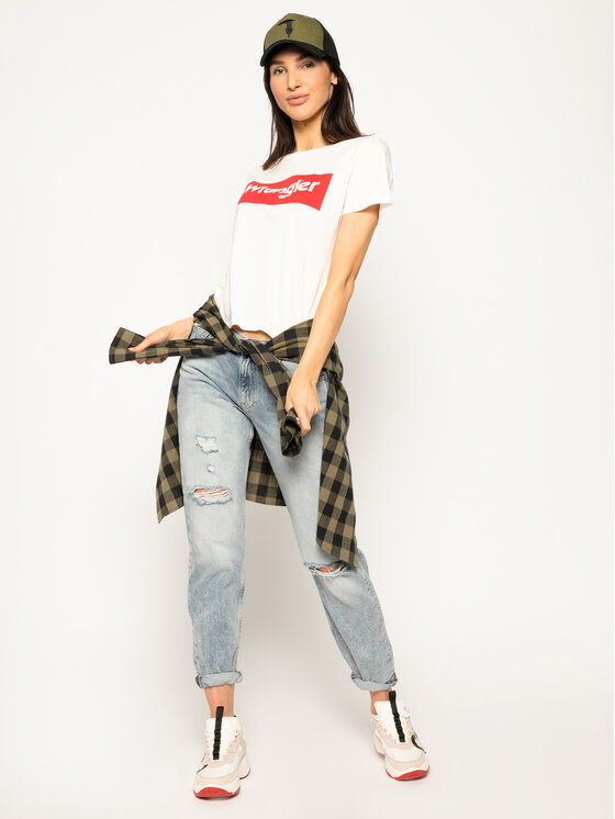 Wrangler Wrangler T-Shirt Logo Tee W7P3EV737 112132038 Biały Regular Fit