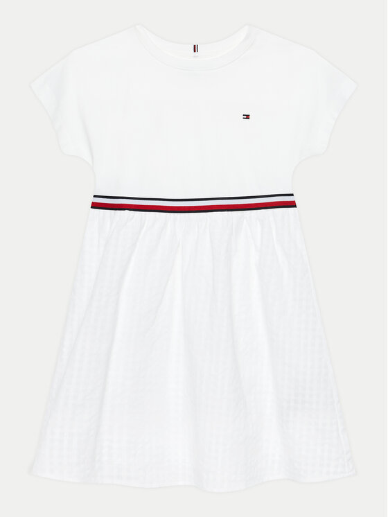 Tommy Hilfiger Každodenné šaty Global Stripe KG0KG07925 D Biela Regular Fit