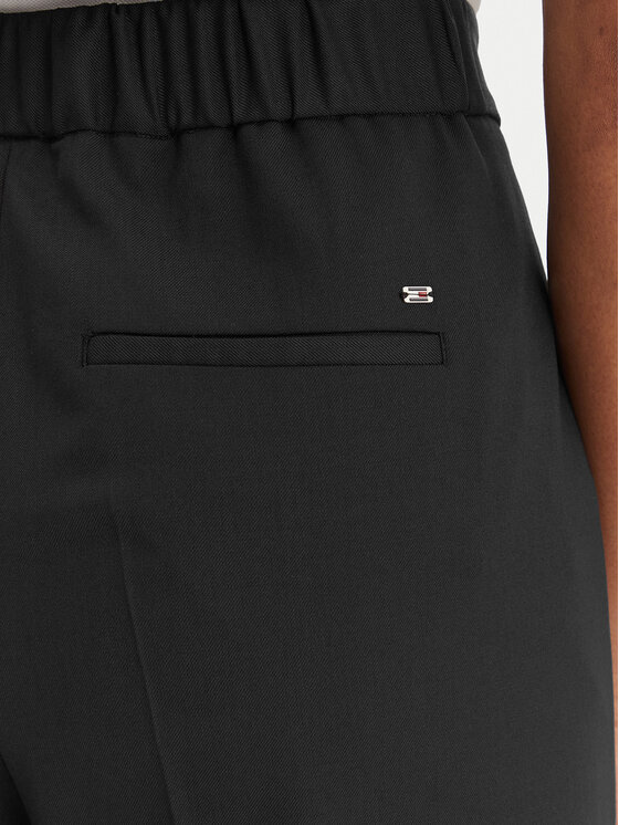 Tommy Hilfiger Tommy Hilfiger Kalhoty z materiálu Timeless WW0WW48801 Černá Wide Leg