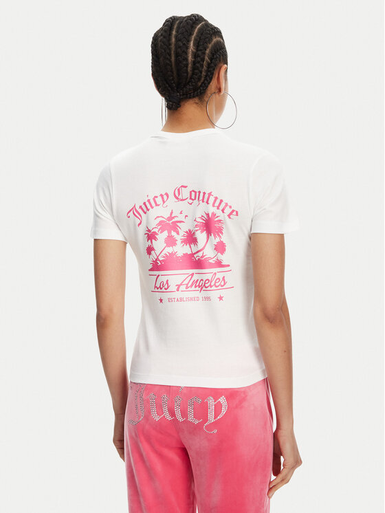 Juicy Couture Juicy Couture Marškinėliai La Beach JCWCT125319 Balta Regular Fit