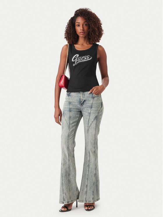 Guess Guess Top W6YP30 K4380 Crna Slim Fit