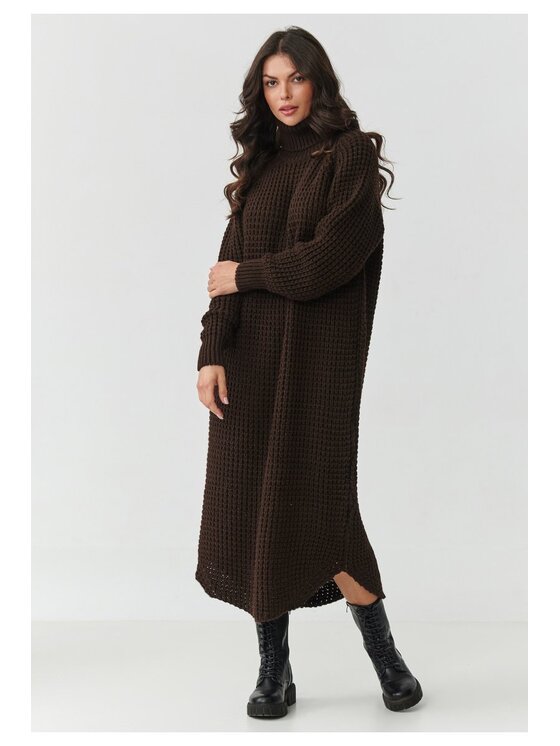 Makadamia Makadamia Sukienka dzianinowa S162 Brązowy Loose Fit