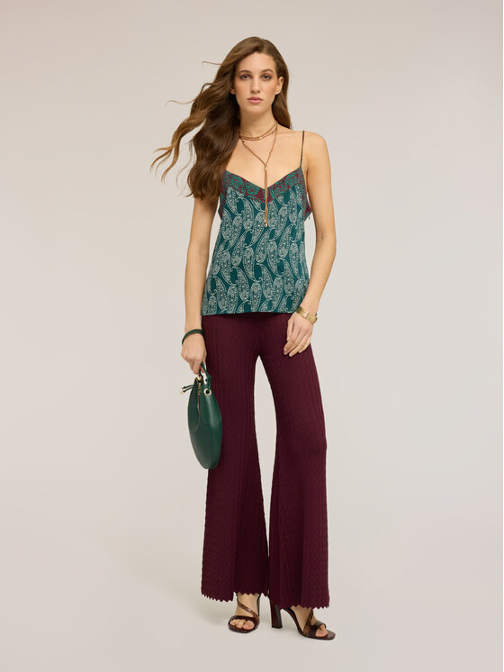 Motivi Motivi Spodnie materiałowe P600W000842N036 Bordowy Flare Fit
