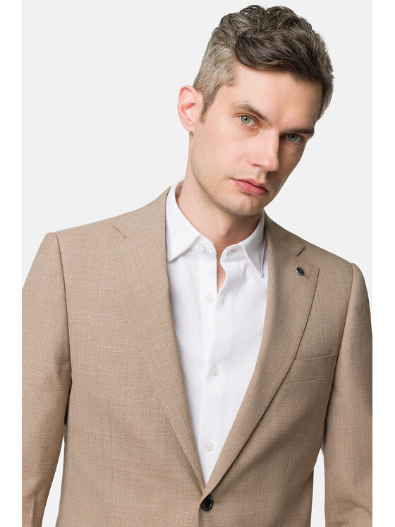 Lancerto Lancerto Garnitur Vancouver GA073123000019 Beżowy Slim Fit