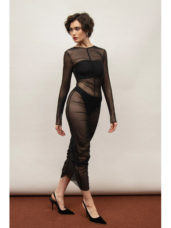 Nudyess Nudyess Abito da sera Naked z siateczki Nero Fitted Fit