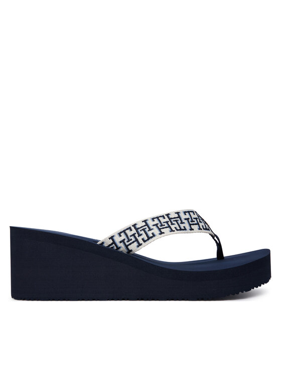 Tommy Hilfiger Tommy Hilfiger Čības uz pirksta Wedge Summer Sandal Mono FW0FW09698 Tumši zils