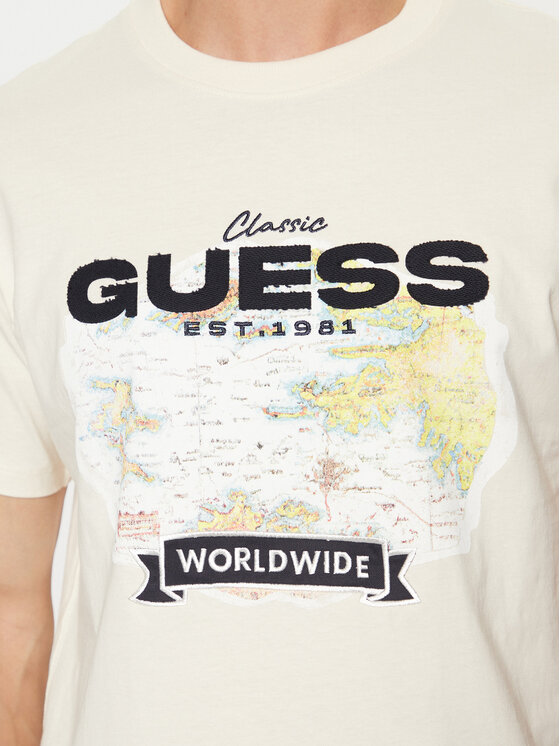 Guess Guess Marškinėliai M5RI10 I3Z14 Écru Regular Fit