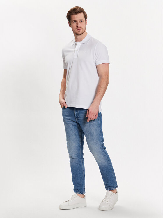 Geox Geox Тениска с яка и копчета Piquet M3510B-T2649 F1492 Бял Regular Fit