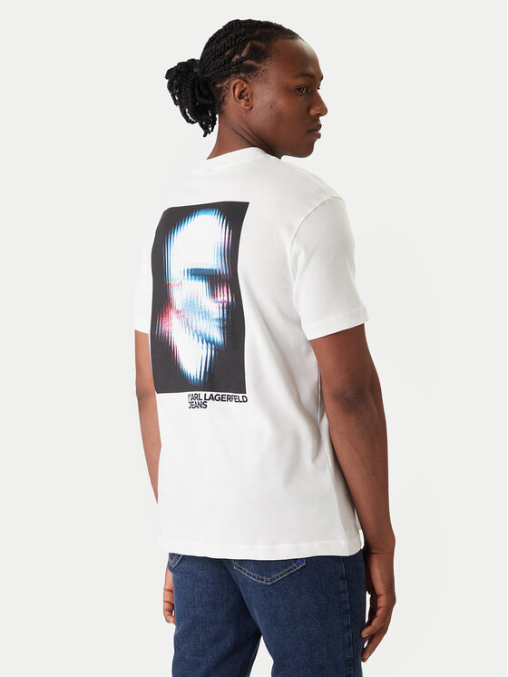 Karl Lagerfeld Jeans Tricou B1M17069 Alb Regular Fit