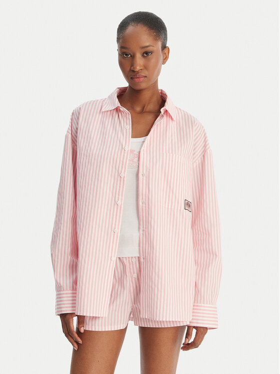 Juicy Couture Cămașă Dog Crest JCYPT126861 Roz Relaxed Fit