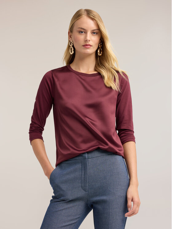 Motivi Motivi T-Shirt G064W503695N036 Bordowy Regular Fit