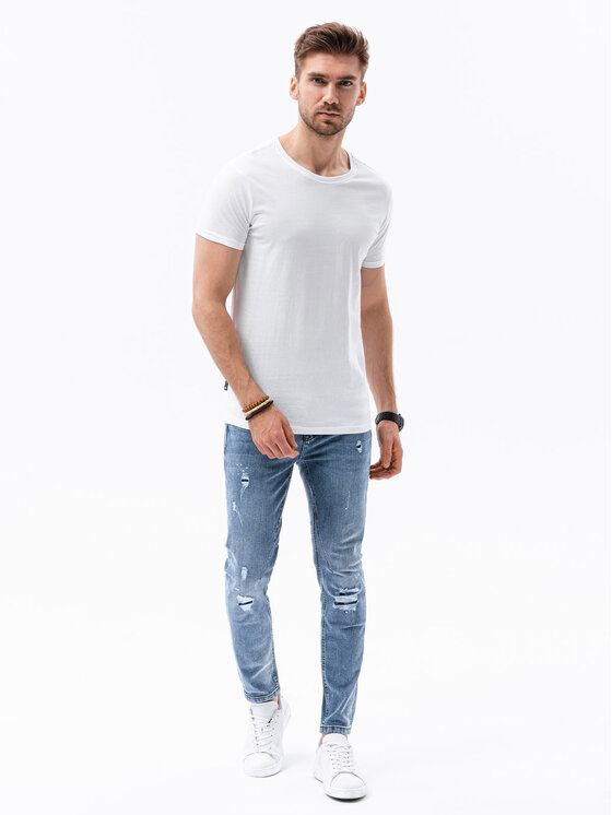Ombre Ombre T-Shirt S1370 Biały Regular Fit