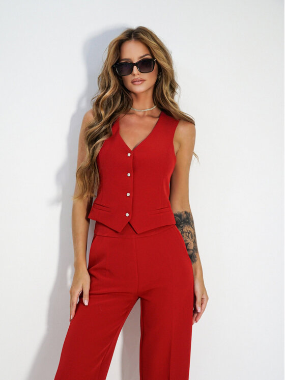 LilaLou LilaLou Kamizelka Karen Czerwony Regular Fit