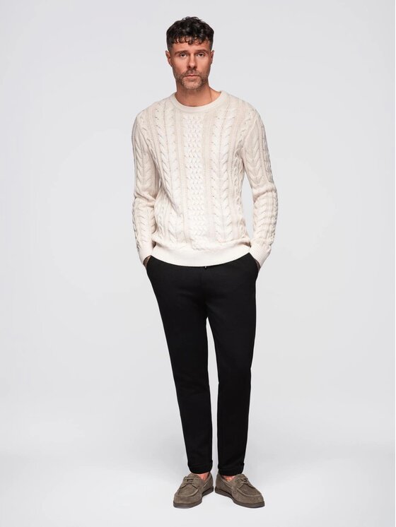 Ombre Ombre Spodnie materiałowe OM-PACP-0283 Czarny Regular Fit