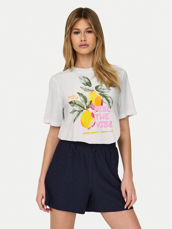 ONLY ONLY T-Shirt Bilins 15320615 Biały Regular Fit