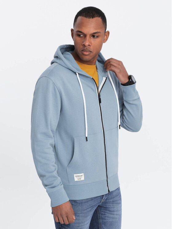 Ombre Ombre Mikina OM-SSBZ-0178 Modrá Classic Fit