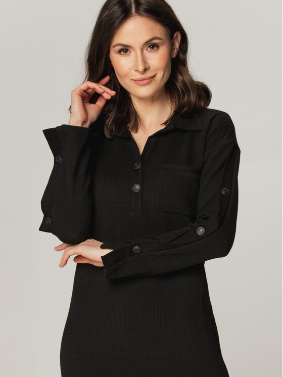 Willsoor Willsoor Sukienka dzianinowa 66997 Czarny Close Fit