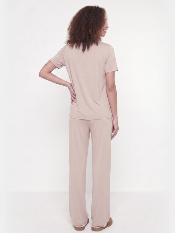 BASICLO BASICLO T-Shirt BSL-004-689 Beżowy Oversize