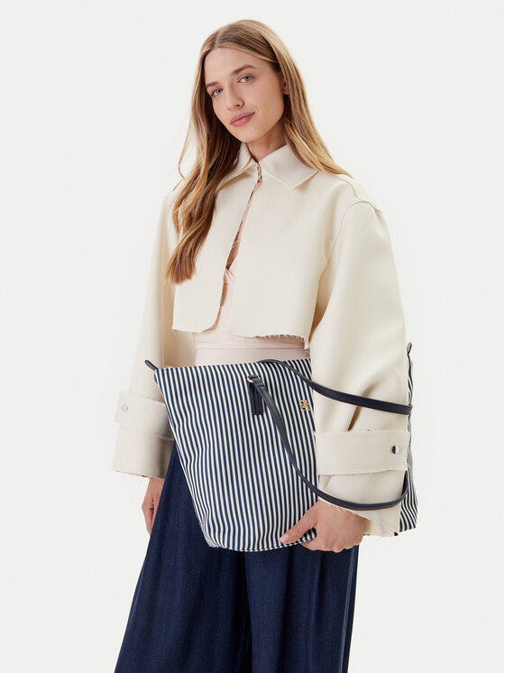 Tommy Hilfiger Geantă Poppy Summer Tote AW0AW17203 Bleumarin