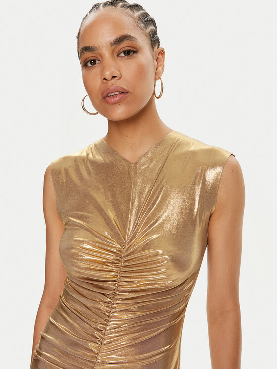 NORMA KAMALI NORMA KAMALI Cocktail obleka ST1243LMD45008 Zlata Slim Fit