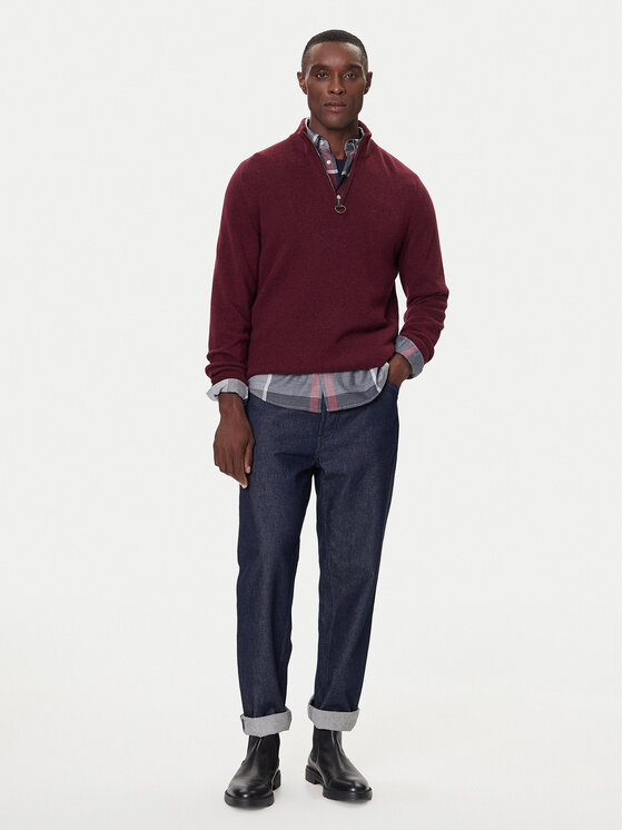 Barbour Barbour Sweter Tisbury MKN1187RE53 Bordowy Regular Fit