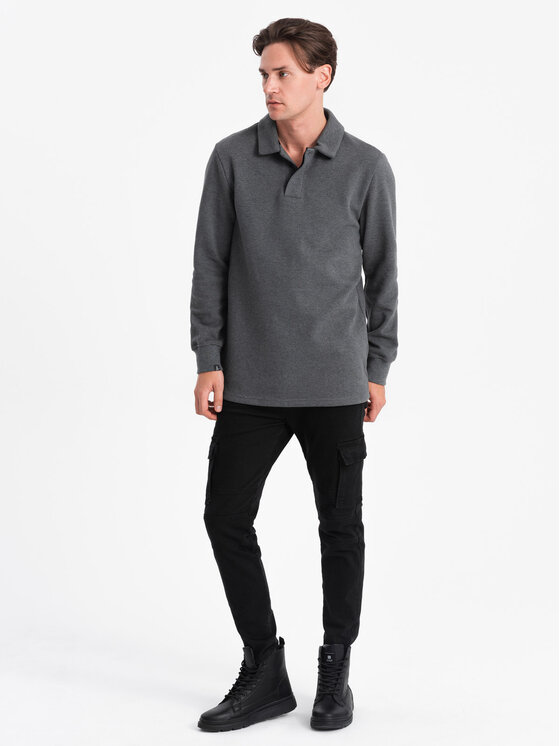 Ombre Ombre Mikina OM-SSNZ-0149 Šedá Regular Fit