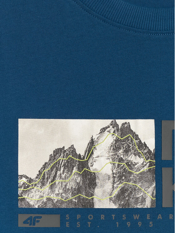4F 4F T-Shirt TREKKING Turkusowy Regular Fit