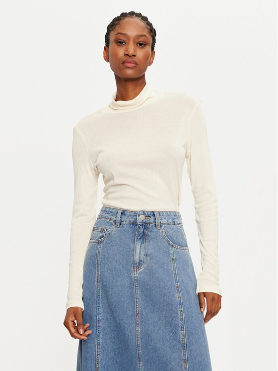 Vila Vila Krekls ar augstu apkakli Jolini 14102279 Écru Slim Fit