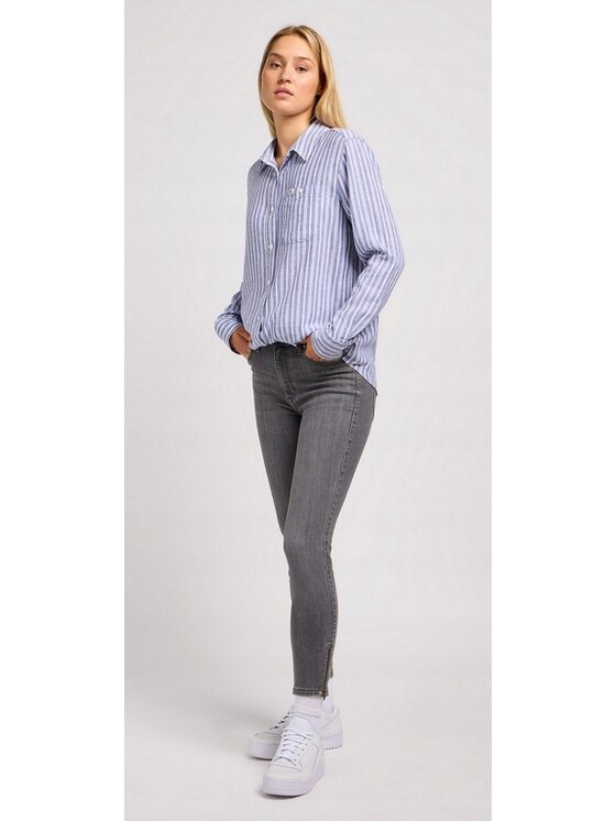Lee Lee Jeansy Scarlett High Zip Szary Skinny Fit