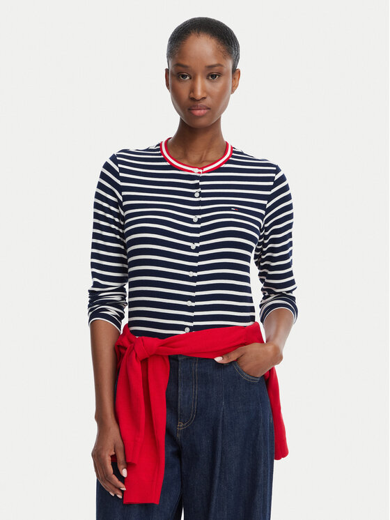 Tommy Jeans Cardigan DW0DW22805 Bleumarin Slim Fit
