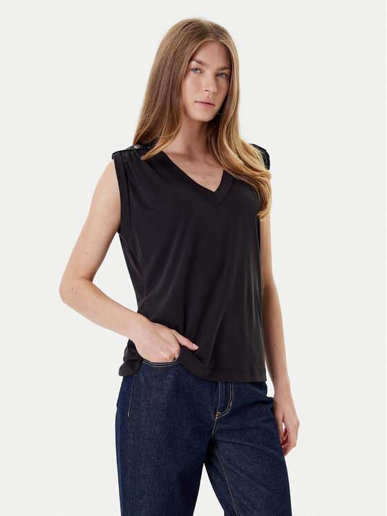 Guess Guess Bluză W5YP52 KCYW2 Negru Regular Fit