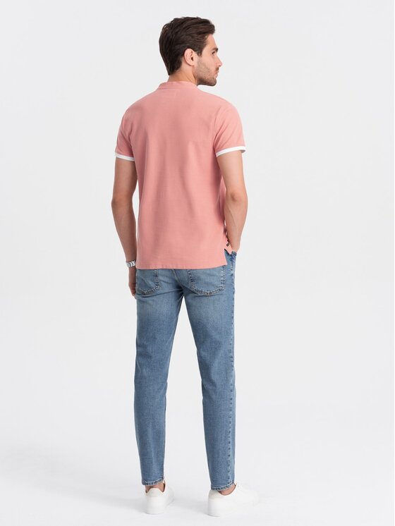 Ombre Ombre T-Shirt OM-TSCT-0156 Różowy Regular Fit