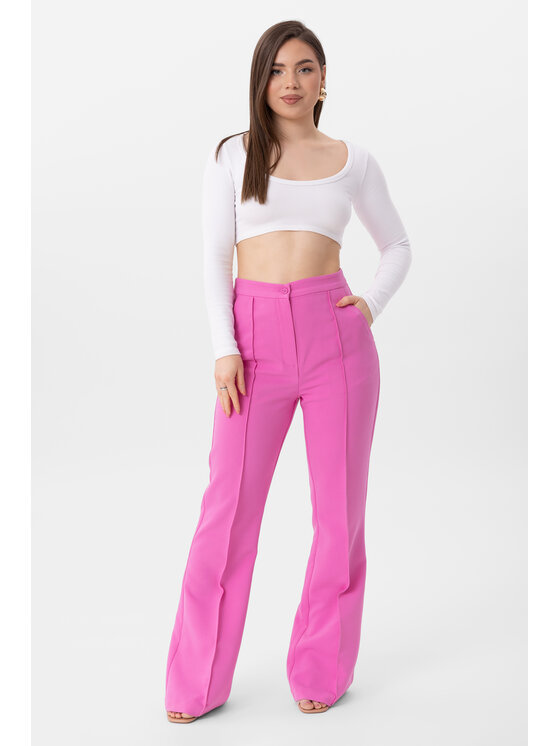 LAURELLA LAURELLA Kalhoty z materiálu 3UL004 Růžová Regular Fit