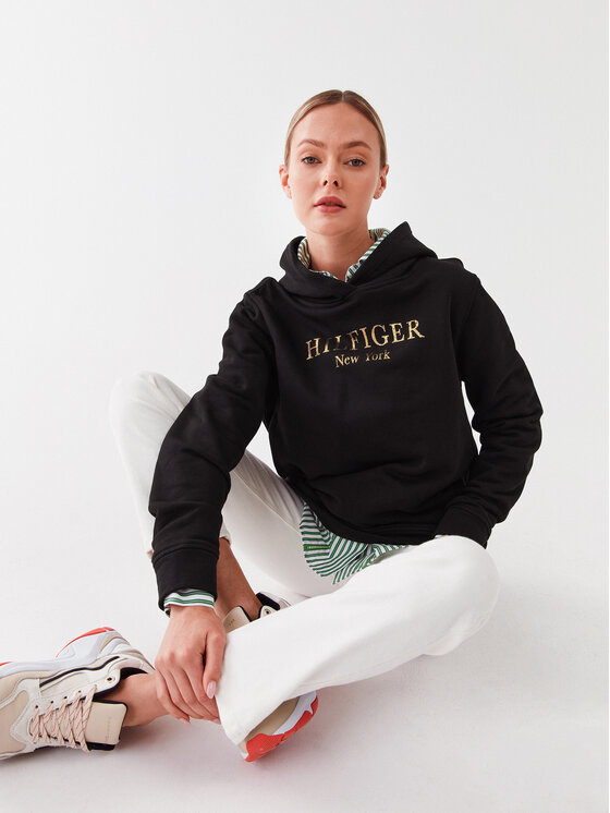 Tommy Hilfiger Tommy Hilfiger Mikina Foil WW0WW37181 Čierna Regular Fit