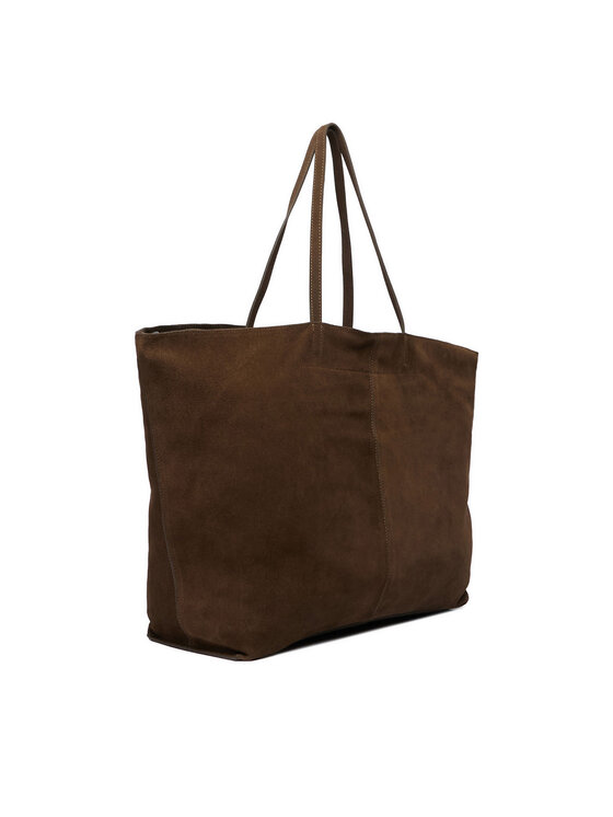Torebka shopper widziana pod kątem z tyłu, uchwyty skierowane ku górze.