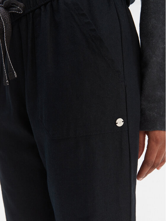 Roxy Roxy Spodnie materiałowe On The Seashore ERJNP03294 Czarny Regular Fit