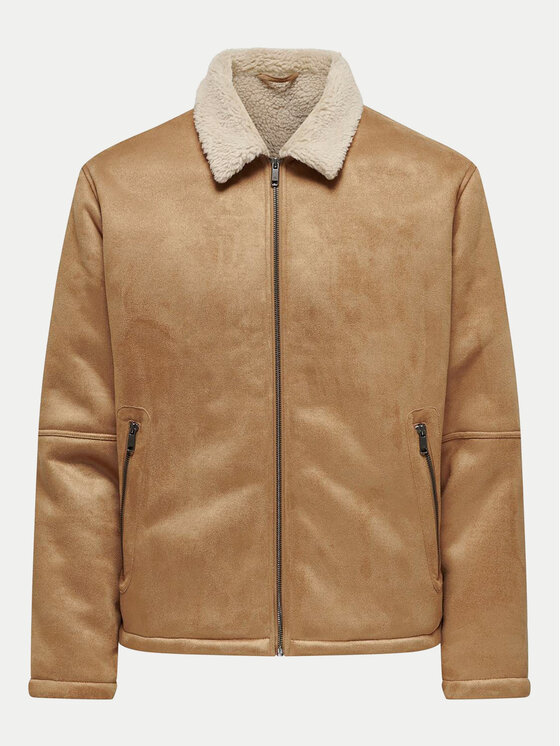 Only & Sons Only & Sons Kurtka z imitacji skóry 22026162 Beżowy Regular Fit