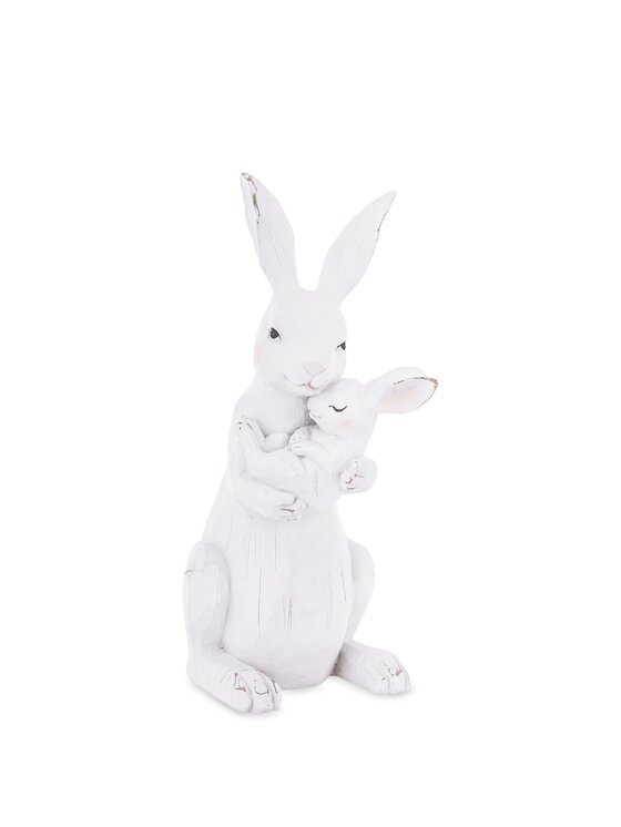 MIAhome MIAhome Figurka króliczka z malcem w objęciach Biały