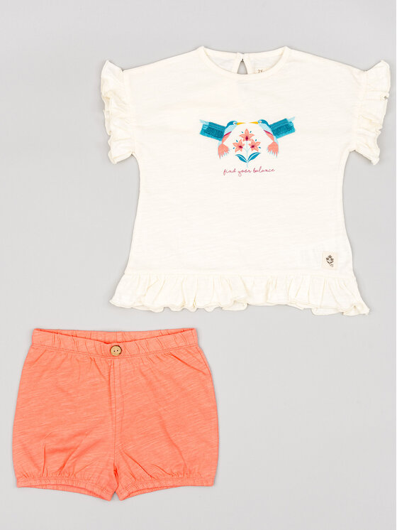 Zippy Set tricou și pantaloni scurți ZBGAP0602 23009 Bej Regular Fit