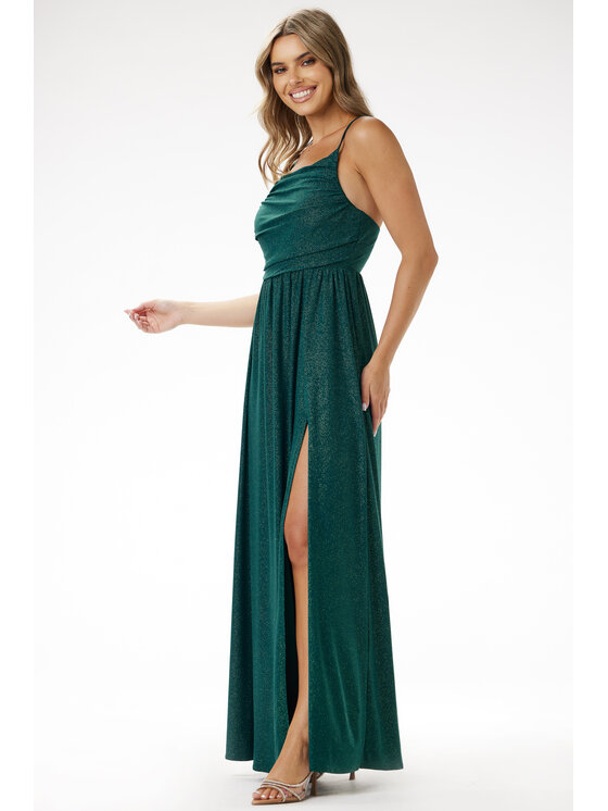 Awama Awama Sukienka wieczorowa A696 Zielony Basic Fit