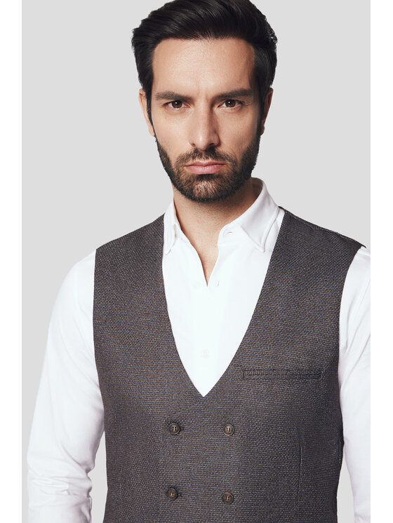 Lancerto Lancerto Kamizelka Lucera KA131224000006 Brązowy Slim Fit